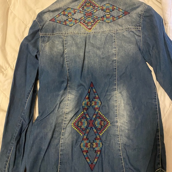 Denim Aztec Button-up - Picture 2 of 2